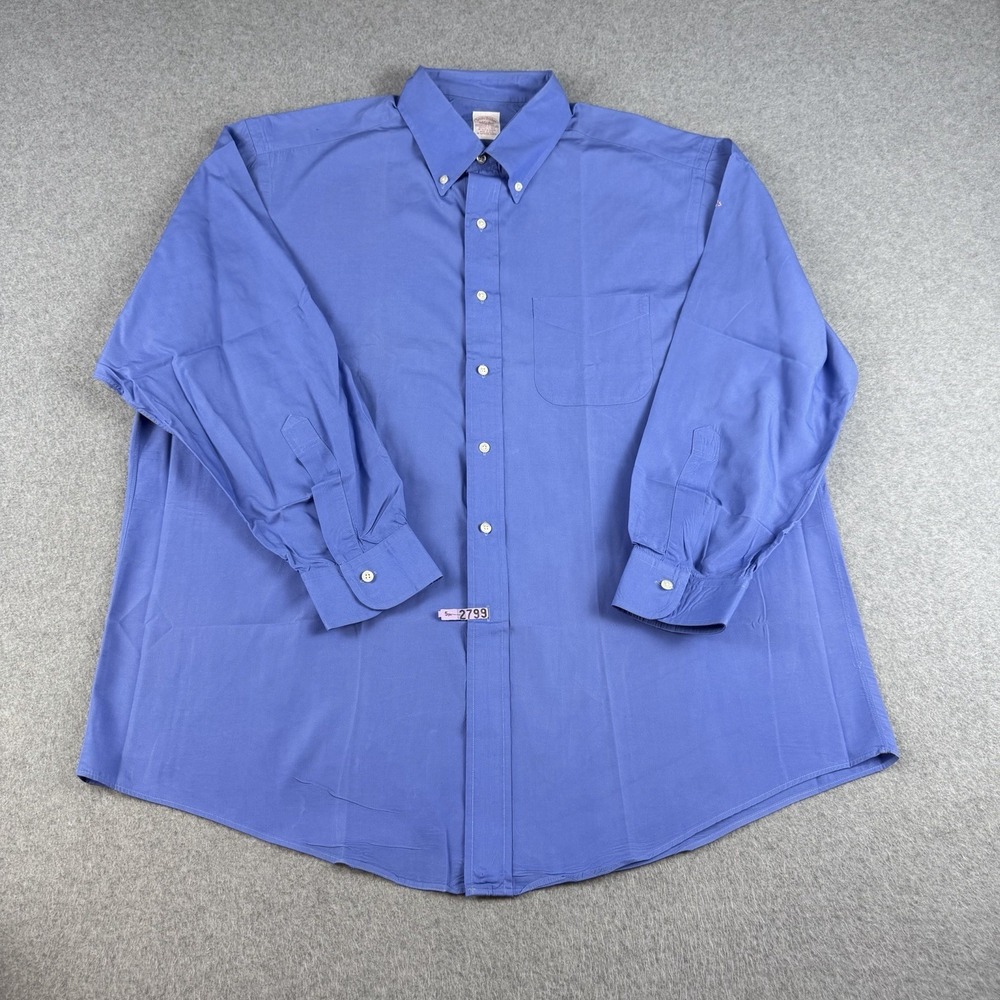 Vintage Brooks Brothers Makers Blue OCBD Shirt USA 17-34 Cotton XL